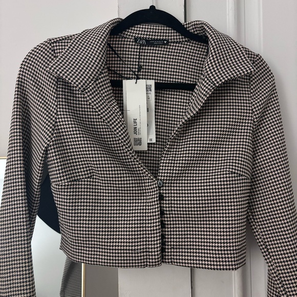 Zara Checkered Blazer Top - Picture 3 of 5